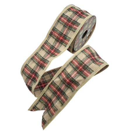 Panglica Decorativa Carouri RUSTIC - Bej & Rosu, 6 x 270 cm