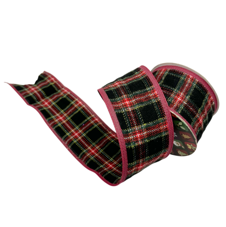 Colectia Verde & Menta & Paun - Panglica Decorativa Carouri RUSTIC - Negru & Rosu, 6 x 270 cm