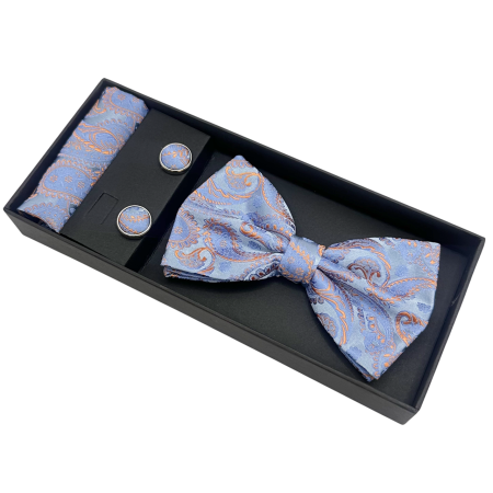 Set elegant Ethan cu papion albastru deschis - model paisley [1]