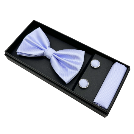 Set cadou papion, butoni si batista pentru buzunar – bleu [1]