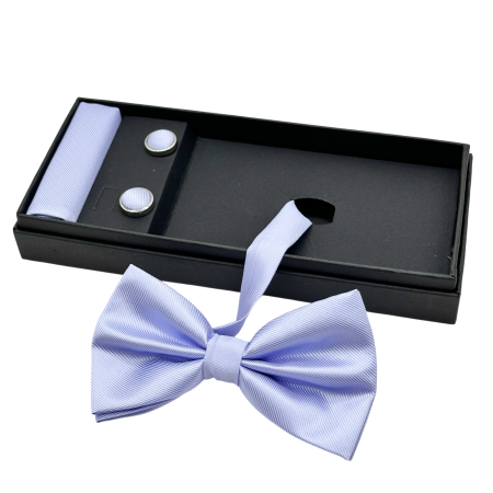 ACCESORII BARBATI - Set cadou papion, butoni si batista pentru buzunar – bleu