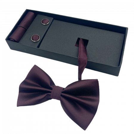 Papioane Uni - Papion burgundy, MISTERY, Set cu butoni si batista