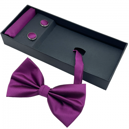 Papioane Uni - Papion mov magenta, MISTERY, Set cu butoni si batista