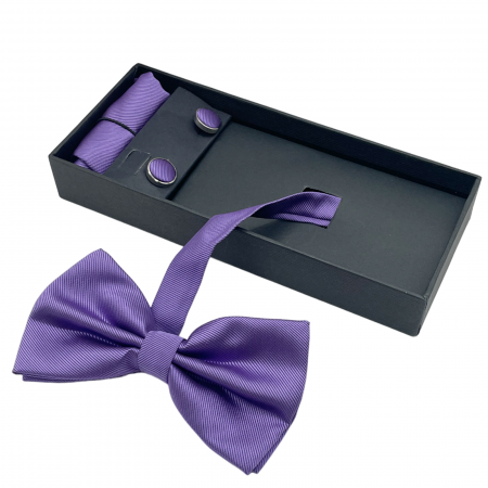 Papioane Uni - Papion mov lavanda, MISTERY, Set cu butoni si batista