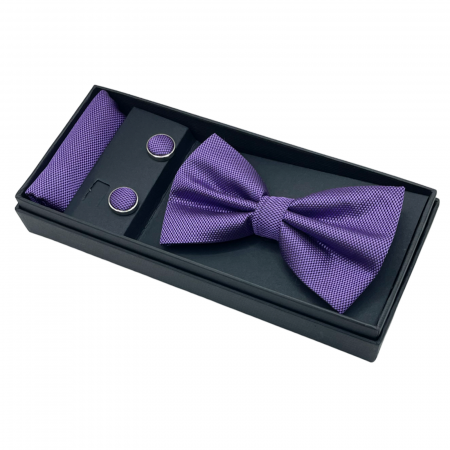 Papion mov lavanda, OXFORD, Set cu butoni si batista [2]