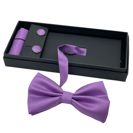 Papion mov liliac, MISTERY, Set cu butoni si batista [4]
