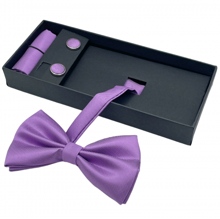 Papioane Uni - Papion mov liliac, MISTERY, Set cu butoni si batista
