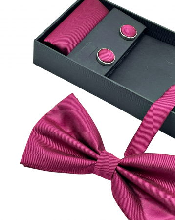 Papion roz-fucsia, MISTERY, Set cu butoni si batista [2]