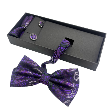MODA & ACCESORII - Set elegant Richard mov compus din papion, batistă și butoni