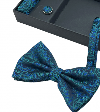 Papion cu model, PEACOCK, Set cu butoni si batista [1]