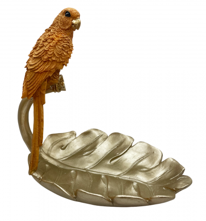 Fructiera decorativa Frunza cu Pasare OZZY, Auriu, 20x19cm [1]