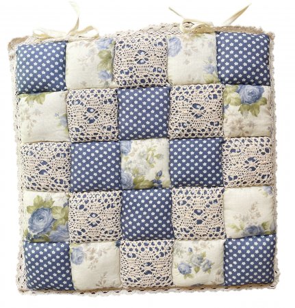 De Gradina - Perna albastra pentru scaun EUGENIE, Cu dantela, 40cm