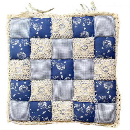 De Gradina - Perna albastra pentru scaun LETICE, Cu dantela, 40cm