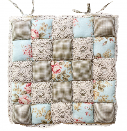 De Gradina - Perna albastra pentru scaun LAURIE, Cu dantela, 40cm