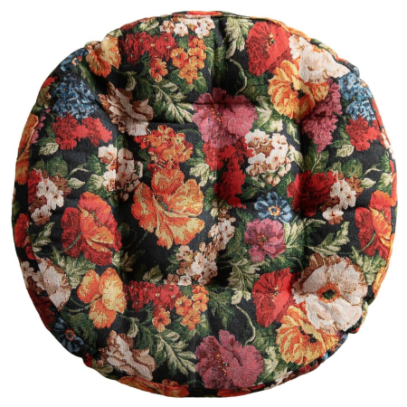Textile - Perna de podea sau de scaun FLOWER, Negru, 55 cm