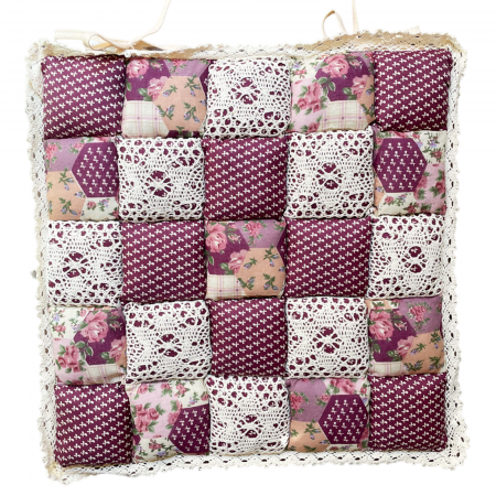De Gradina - Perna mov pentru scaun SYLVIE, Cu dantela, 40cm