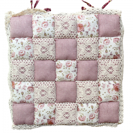 De Gradina - Perna rosie pentru scaun LETICE, Cu dantela, 40cm
