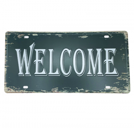 Placa metalica WELCOME, Verde, 30x15cm [1]