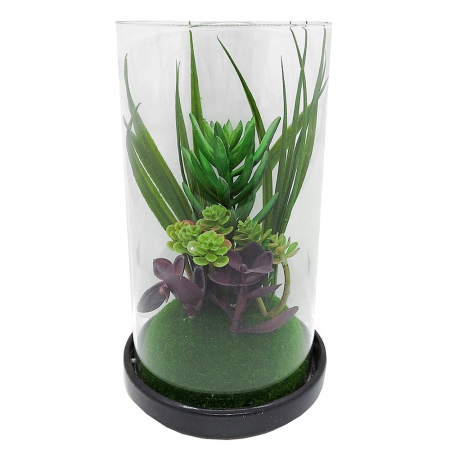 Flori Artificiale - Planta suculenta artificiala in terrarium SELMA, 10x20cm