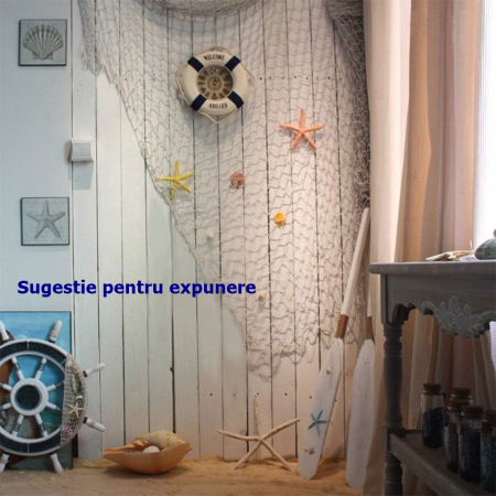 Navod decorativ cu scoici - Plasa de pescuit bej NAUTICAL [3]