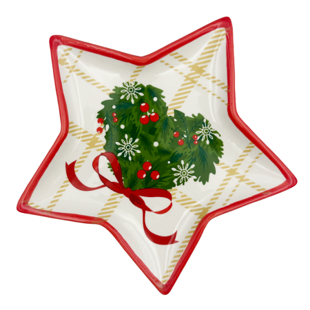 SERVIRE & DECORARE MASA CRACIUN - Platou ceramic Crăciun – Stea cu motive festive NATALE