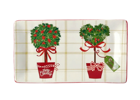 SERVIRE & DECORARE MASA CRACIUN - Platou ceramic Crăciun – cu motive festive NATALE, 24x13cm