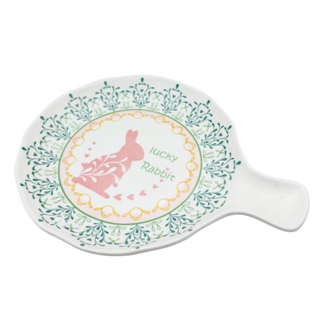Platouri & Tavi - Platou ceramic cu mâner Lucky Rabbit 20x25 cm
