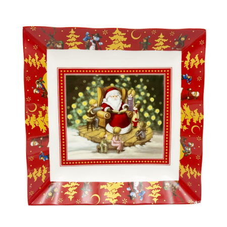 Platou ceramic cu Moș Crăciun – decor festiv SEASON, 20cm