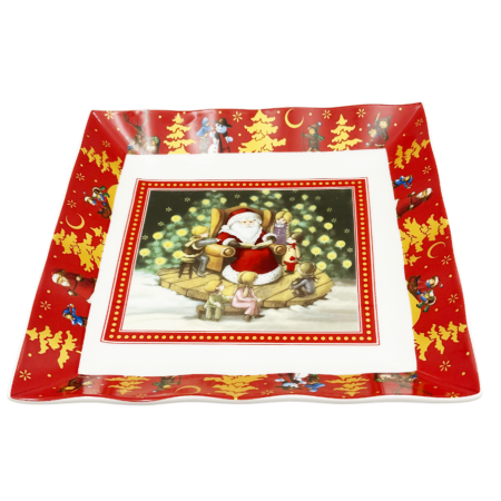 Platou ceramic cu Moș Crăciun – decor festiv SEASON, 20cm [1]