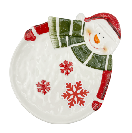 SERVIRE & DECORARE MASA CRACIUN - Platou ceramica - decor Om de Zapada FROSTY