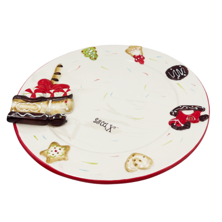 SERVIRE & DECORARE MASA CRACIUN - Platou ceramic Crăciun – model cu deserturi festive SWEETY
