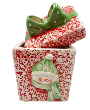 SERVIRE & DECORARE MASA CRACIUN - Bomboniera Craciun cu om de zapada FROSTY, 10x11cm