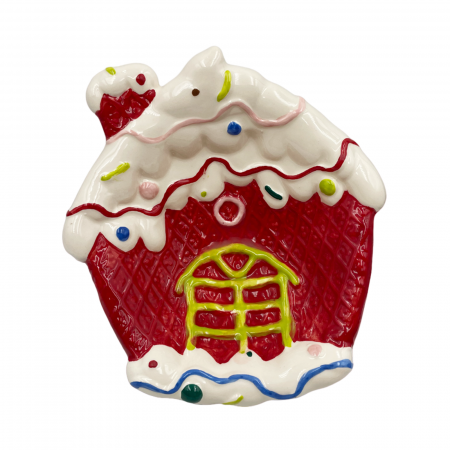 SERVIRE & DECORARE MASA CRACIUN - Platou Craciun SWEET, Rosu, 15x14cm, Ceramica