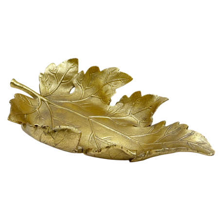 Fructiere & Cosuri - Platou decorativ GOLDEN LEAF - Frunza auriu antichizat