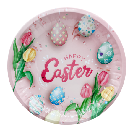 Platouri & Tavi - Platou decorativ Paste HAPPY EASTER, Metal, 26 cm