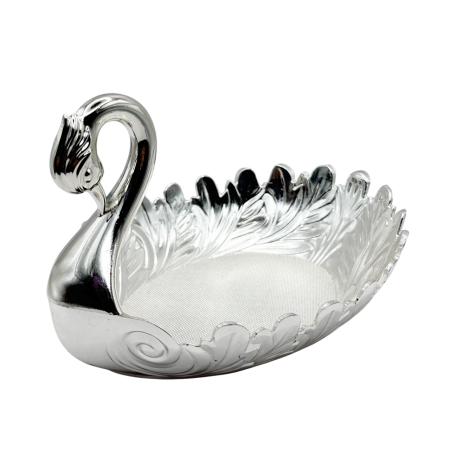 Fructiere & Cosuri - Platou decorativ SILVER SWAN - 14x17x11 cm - lebada decor masa elegant