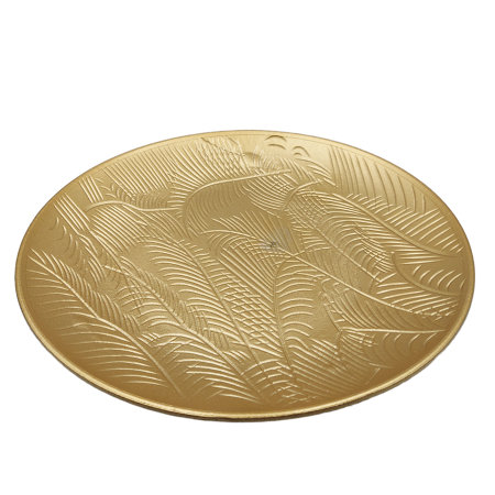 Fructiere & Cosuri Decorative - Platou rotund MIRIAM, Auriu, 38cm, Lemn