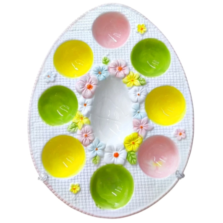 De Sezon - Platou ouă Paște ceramic – suport decorativ ouă vopsite