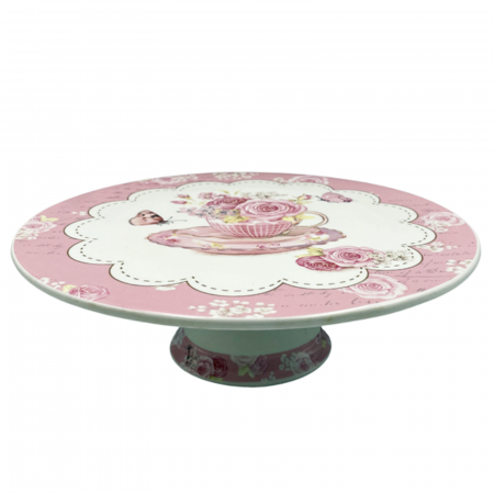 Utile Bucatarie & Servire - Platou pentru tort ROSES, Roz, 29cm