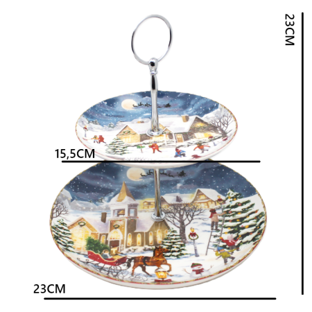 Platou prajituri – Model Peisaj de Iarna SEASON, 2 niveluri, Portelan [4]