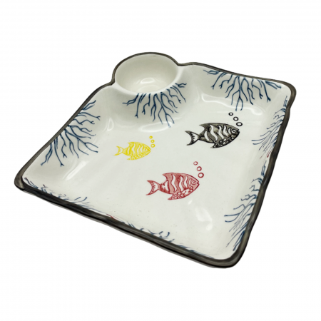 Servirea & Pregatirea Mesei - Platou servire FISH & CHIPS, 18x18cm, Ceramica