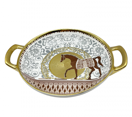 Fructiere & Cosuri Decorative - Platou servire HERMES, Maro, 21.5x27cm, Portelan