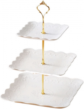 Fructiere & Cosuri Decorative - Suport pentru prajituri CORINNE, 3 niveluri, Portelan