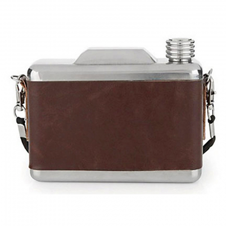 Plosca inox CAMERA FLASK, 325ml, Husa maro [1]