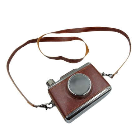 Plosca inox CAMERA FLASK, 325ml, Husa maro [2]