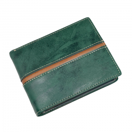 Portofele Barbatesti - Portofel barbati EMILIO 12x10cm, Verde, Piele Naturala