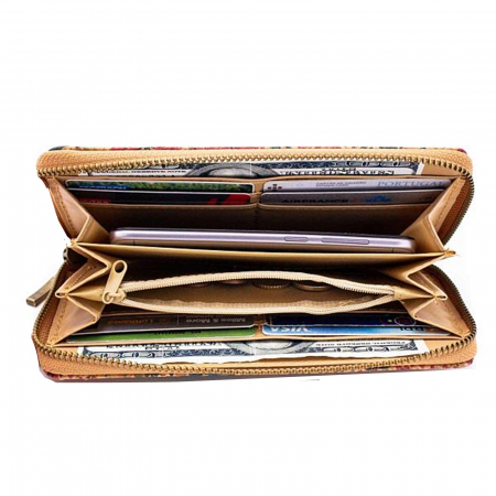 Portofel dama Vintage FLOWER cu flori, Din pluta [3]