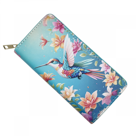 Portofele Dama - Portofel compact COLIBRI cu fermoar, Turcoaz, 19cm