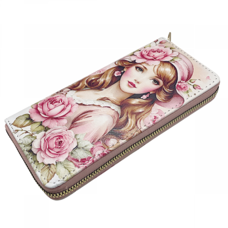 Portofel compact NICOLE cu fermoar, Roz, 19cm [1]