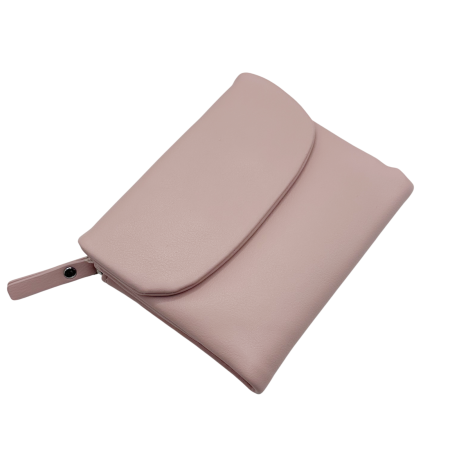 MODA & ACCESORII - Portofel damă compact LUNA compartimentat - Roz - 13 cm